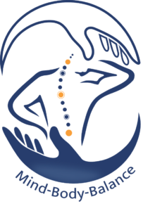 The logo for Orthopedic Massage Professionals includes stylized hands on the top and bottom of the back of a person, with the spine indicated by colored dots. The words Mind - Body - Balance appear below.